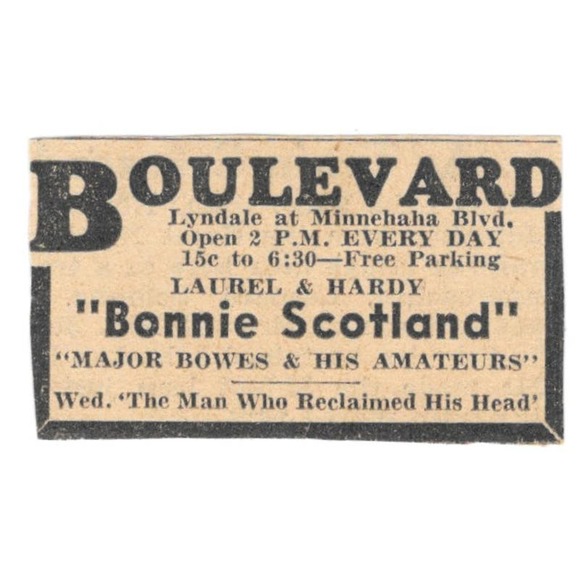 None Other - Boulevard Theatre Lyndale at Minnehaha Bonnie Scotland 1935 Ad AE7-H3
